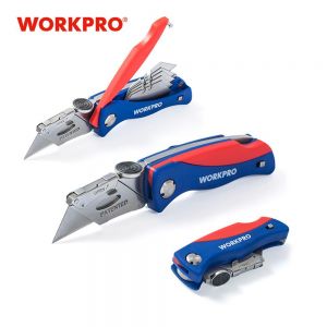 Termostat Knives   WORKPRO Folding Knife Electrician Utility Knife for Pipe Cable Cutter Knives with 5PC Blades in Handle