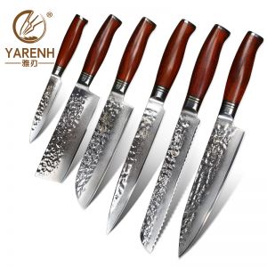 YARENH 6 Pcs Kitchen Knives Sets 73 Layers Japanese Damascus Steel Pro Chef Knife Set Dalbergia Wood Handle Best Cooking Knives